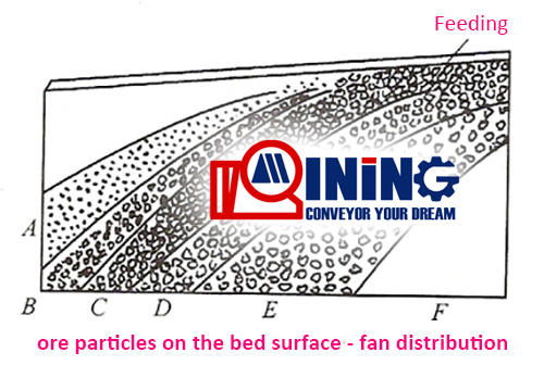 Working priciple - Ore particles on the shaking table bed surface