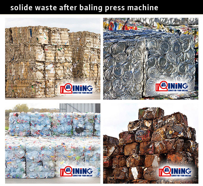 plastic ,paper, metal, cans solide waste after baling machine