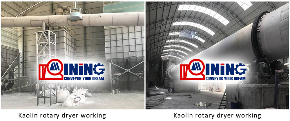 Kaolin powder rotary dryer is working